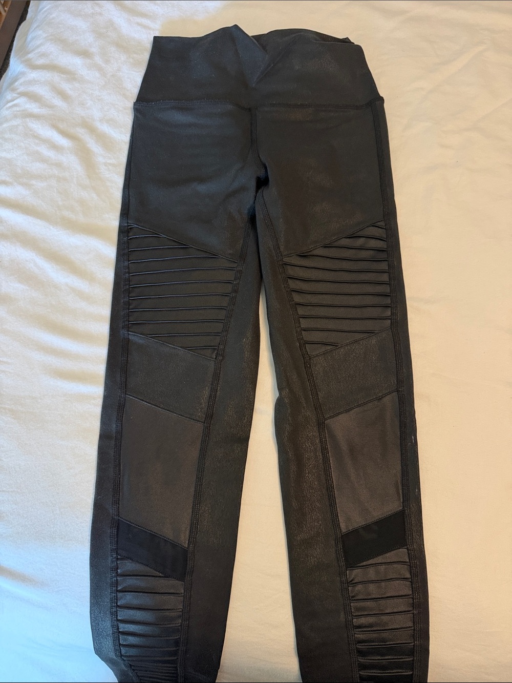 ALO Yoga Black Moto-Panel Jeggings